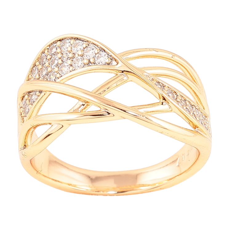 Каблучка Xuping колір позолота 18K візерунок з кристалами фото №7 Каблучка Xuping колір позолота 18K візерунок з кристалами фото №7