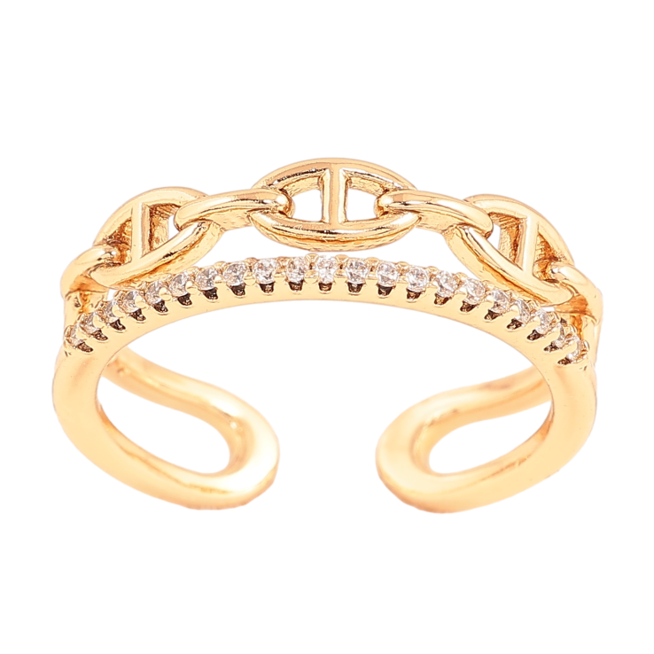 Кольцо Xuping цвет позолота 18K узор цепочка с кристальной дорожкой фото №5 Кольцо Xuping цвет позолота 18K узор цепочка с кристальной дорожкой фото №5