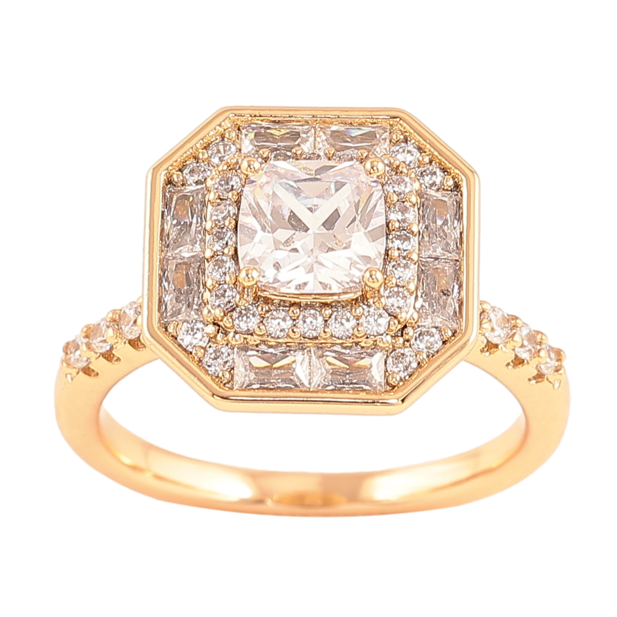 Каблучка Xuping колір позолота 18K візерунок з кристалами фото №1