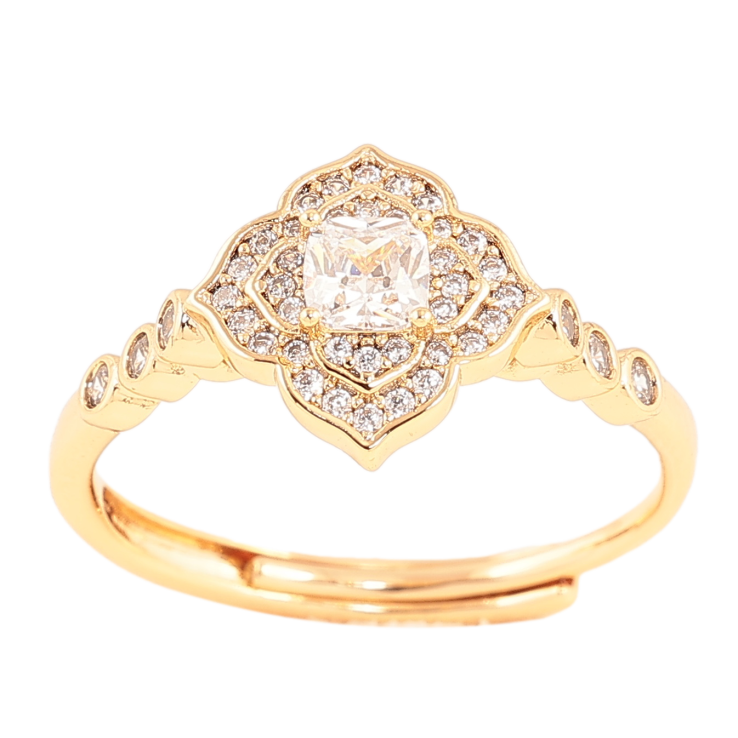 Кольцо Xuping цвет позолота 18K цветок с кристаллами фото №17