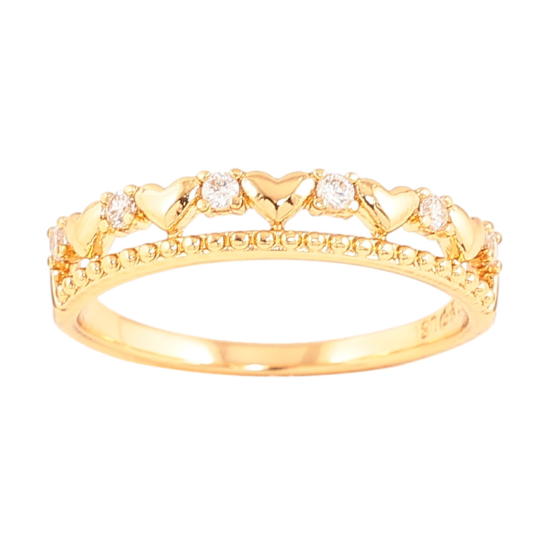 Кольцо Xuping цвет позолота 18K узор сердечки с кристаллами фото №1