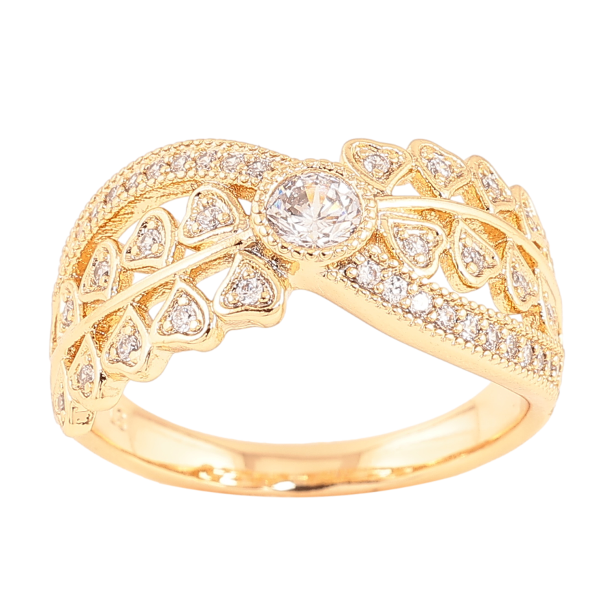 Каблучка Xuping колір позолота 18K візерунок з кристалами фото №1 Каблучка Xuping колір позолота 18K візерунок з кристалами фото №1