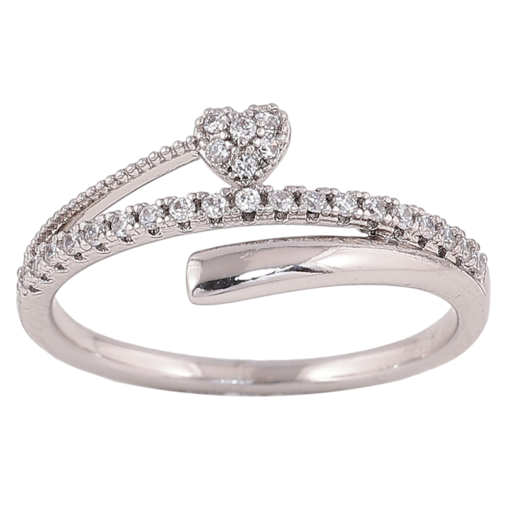 Каблучка Xuping колір родій візерунок з сердечком і кристалами фото №12