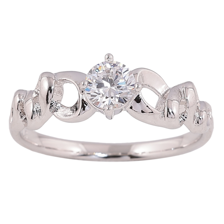 Каблучка Xuping колір родій візерунок з кристалом фото №1 Каблучка Xuping колір родій візерунок з кристалом фото №1