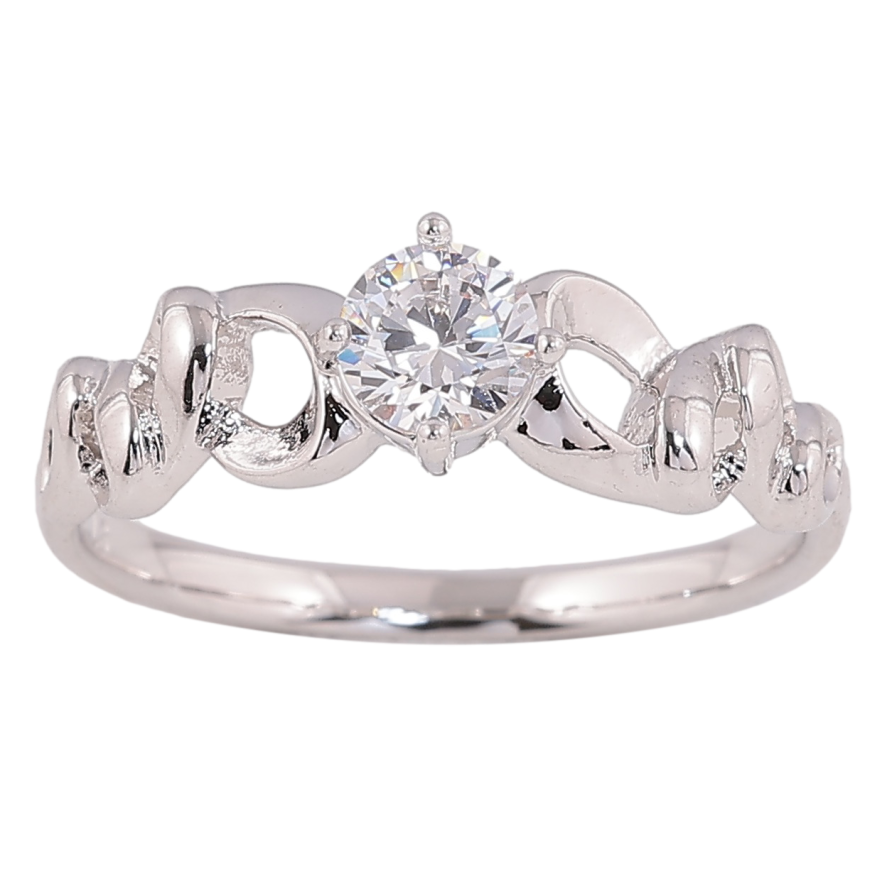 Кольцо Xuping цвет родий узор с кристаллом фото №1 Кольцо Xuping цвет родий узор с кристаллом фото №1