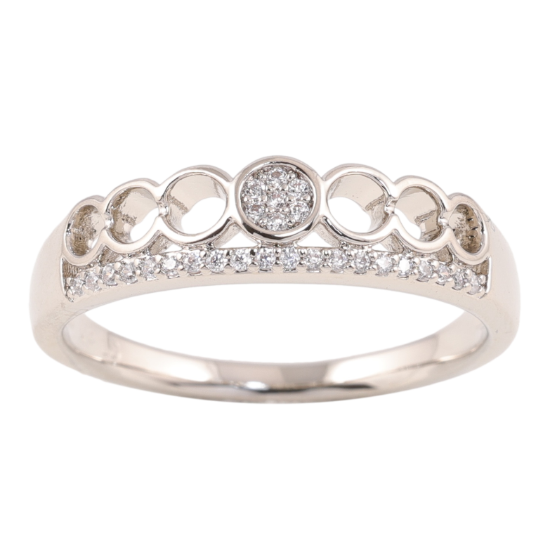 Каблучка Xuping колір родій візерунок з кристалами фото №1 Каблучка Xuping колір родій візерунок з кристалами фото №1