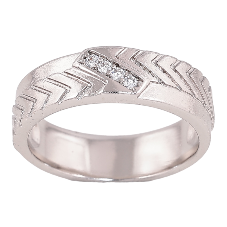 Каблучка Xuping колір родій візерунок з кристалами шир. 6мм фото №1 Каблучка Xuping колір родій візерунок з кристалами шир. 6мм фото №1