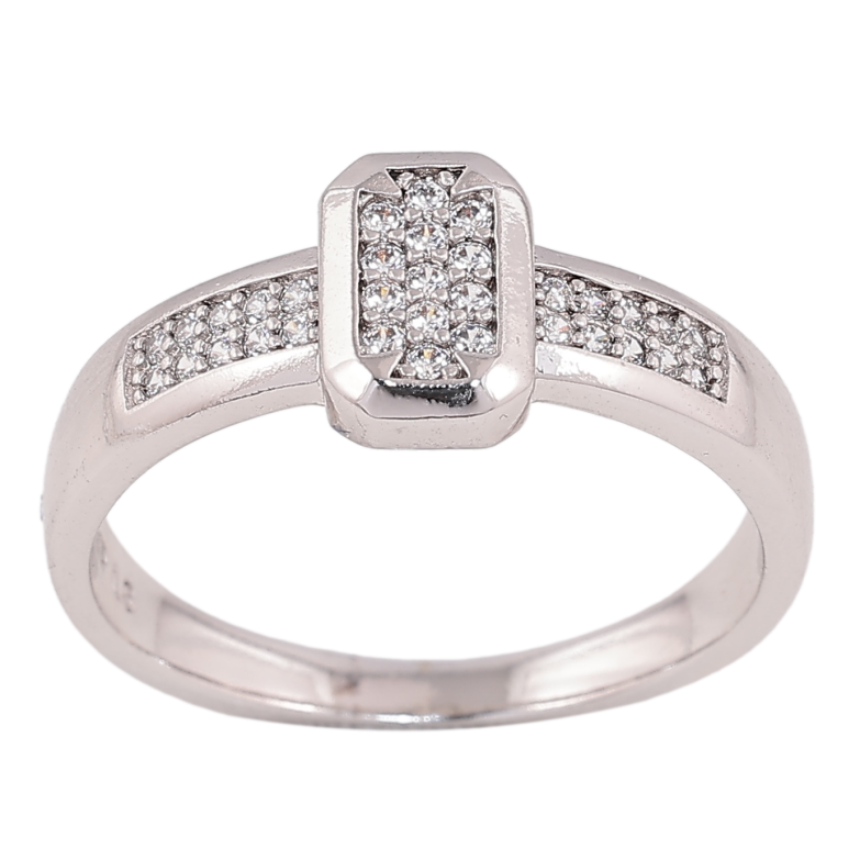 Каблучка Xuping колір родій візерунок з кристалами фото №1 Каблучка Xuping колір родій візерунок з кристалами фото №1