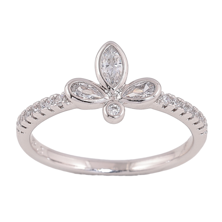 Каблучка Xuping колір родій візерунок з кристалами фото №3 Каблучка Xuping колір родій візерунок з кристалами фото №3