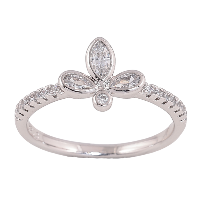 Каблучка Xuping колір родій візерунок з кристалами фото №1 Каблучка Xuping колір родій візерунок з кристалами фото №1