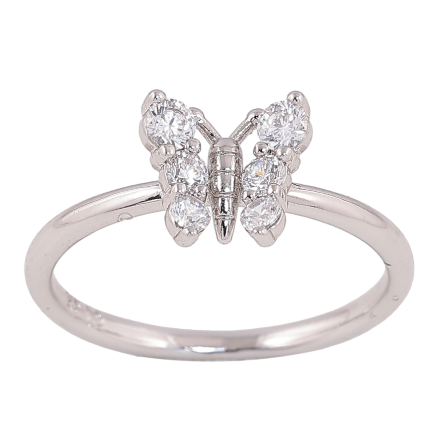 Каблучка Xuping колір родій кришталевий метелик фото №1 Каблучка Xuping колір родій кришталевий метелик фото №1