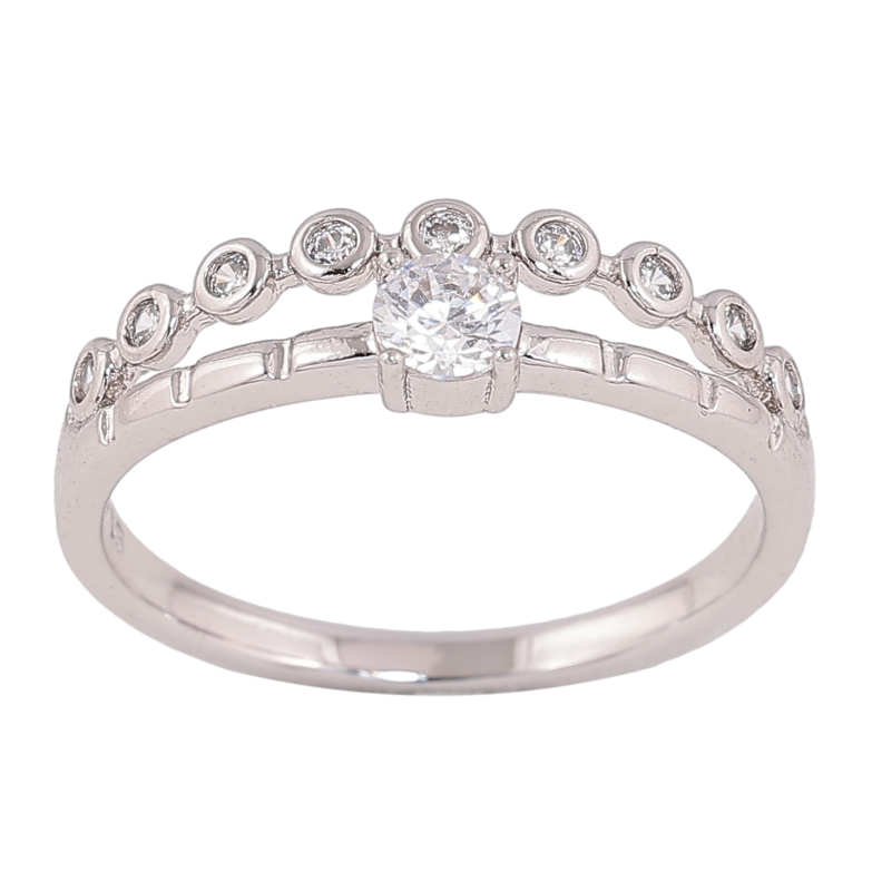 Кольцо Xuping цвет родий узор с кристаллами фото №1