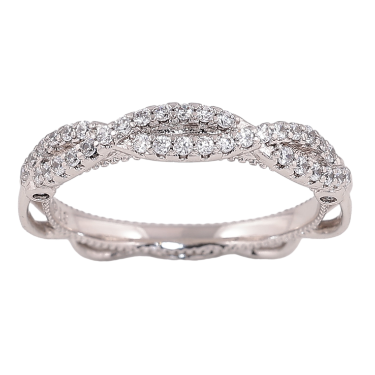 Кольцо Xuping цвет родий узор с кристаллами фото №11