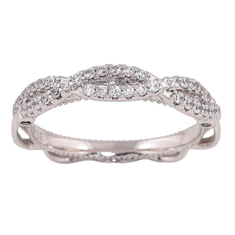 Кольцо Xuping цвет родий узор с кристаллами фото №1 Кольцо Xuping цвет родий узор с кристаллами фото №1