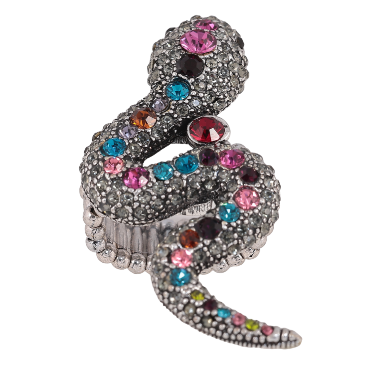 Каблучка на гумці "Змія з різнокольоровими стразами" вільний розмір від 18 фото №23