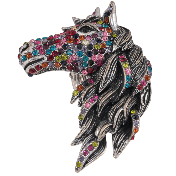 Каблучка на гумці "Кінь з різнокольоровими стразами" вільний розмір від 18 фото №19