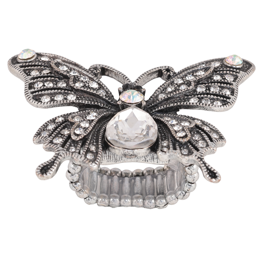 Каблучка на гумці "Метелик зі стразами" вільний розмір від 17 фото №1