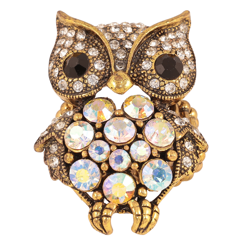 Каблучка на гумці "Сова зі стразами" вільний розмір від 17 фото №1