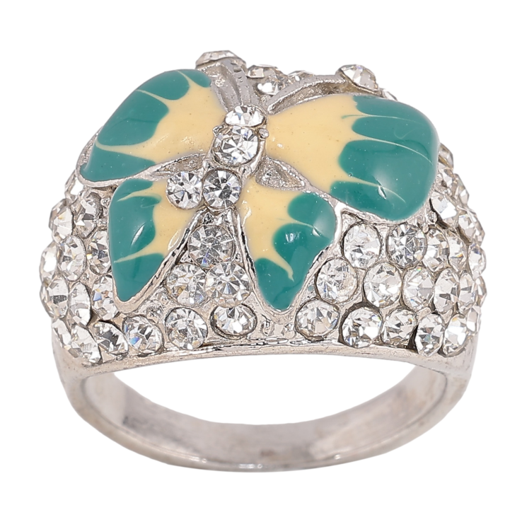 Каблучка "Метелик з емаллю та стразами" р. 18 фото №7