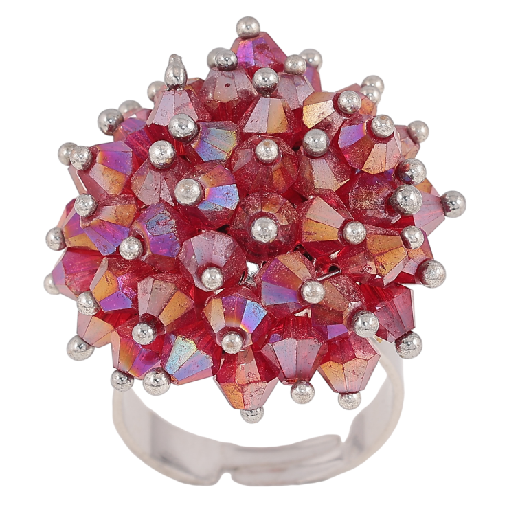 Каблучка "Візерунок з бордових намистин" р. 18-19 фото №20