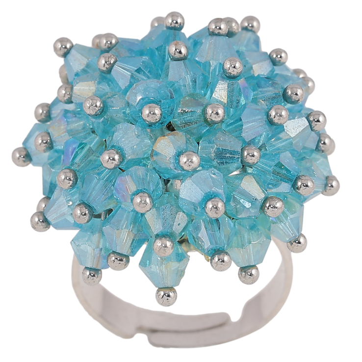 Каблучка "Візерунок з блакитних намистин" р. 18-19 фото №21