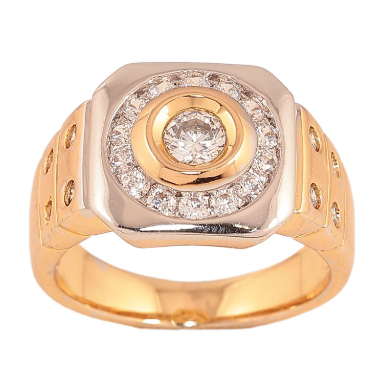 Перстень Xuping цвет Позолота 18К+Родий "Узор с кристаллами" фото №1