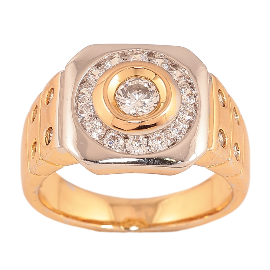 Перстень Xuping цвет Позолота 18К+Родий "Узор с кристаллами" фото №1