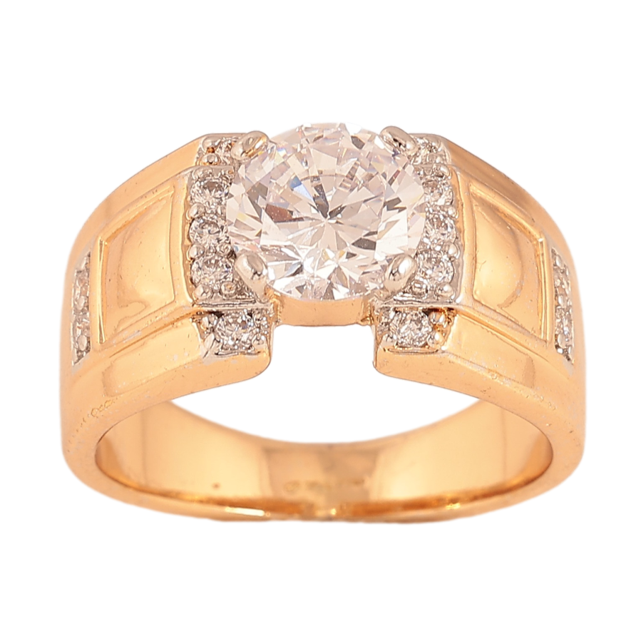 Перстень Xuping колір Позолота 18К+Родій "Візерунок з кристалами" фото №1