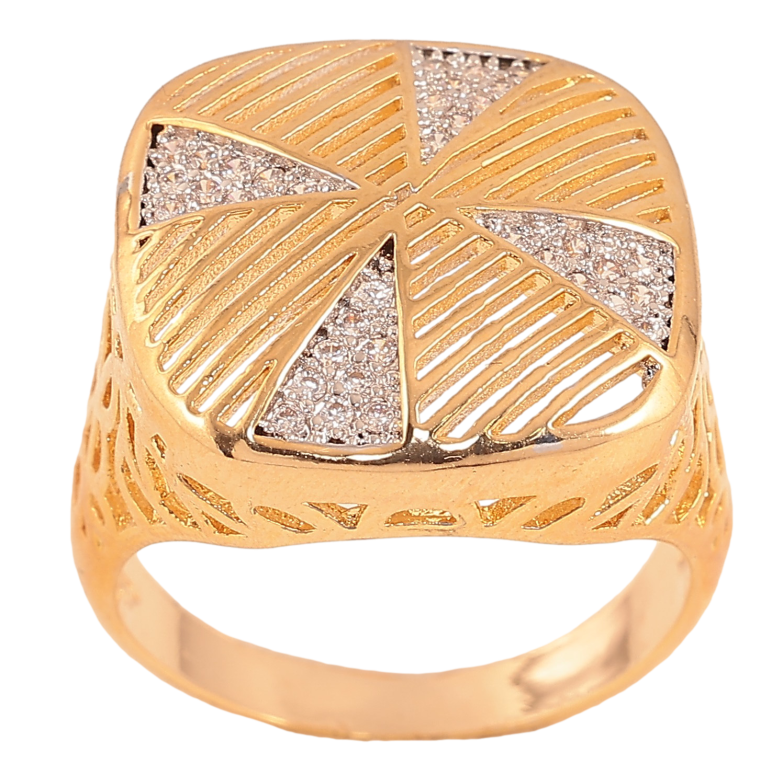 Перстень Xuping цвет Позолота 18К+Родий "Резной купол с кристаллами" фото №1