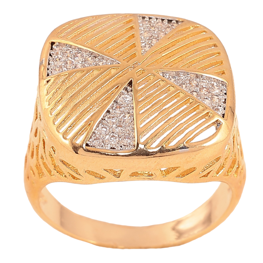 Перстень Xuping цвет Позолота 18К+Родий "Резной купол с кристаллами" фото №1