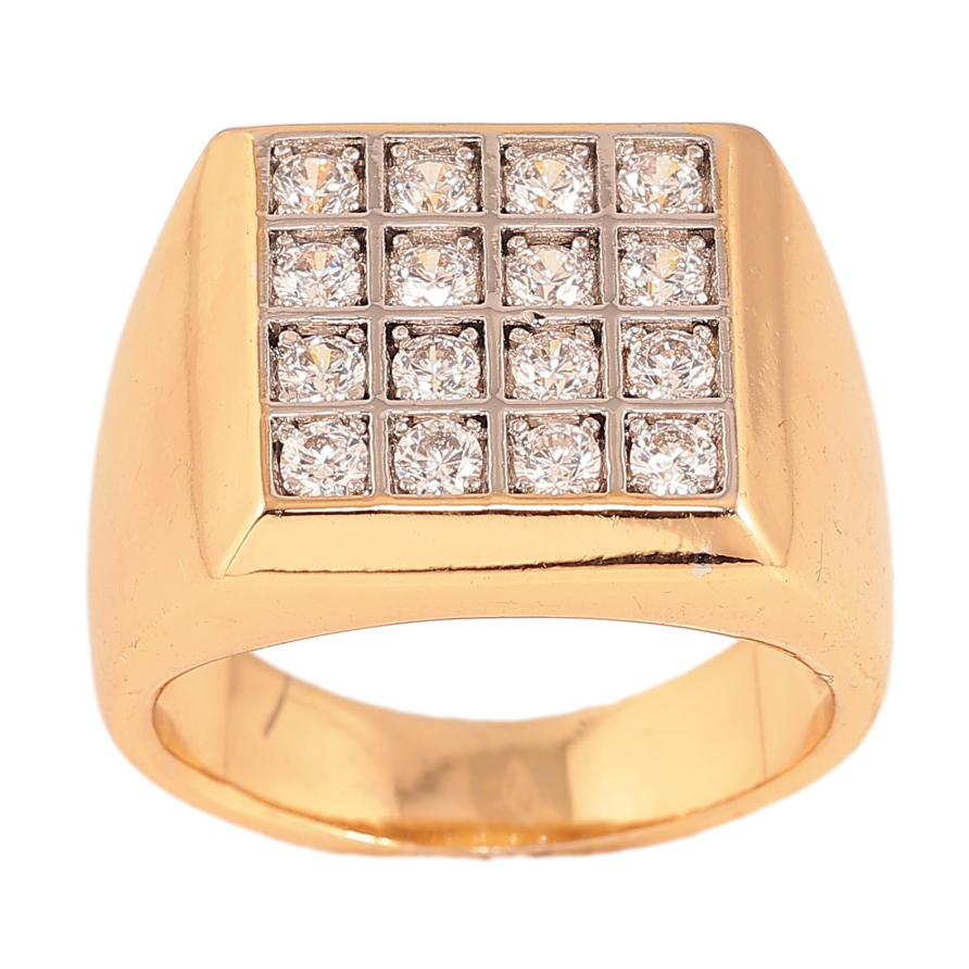 Перстень Xuping цвет Позолота 18К+Родий "Квадратный купол с инкрустацией кристаллами" фото №1