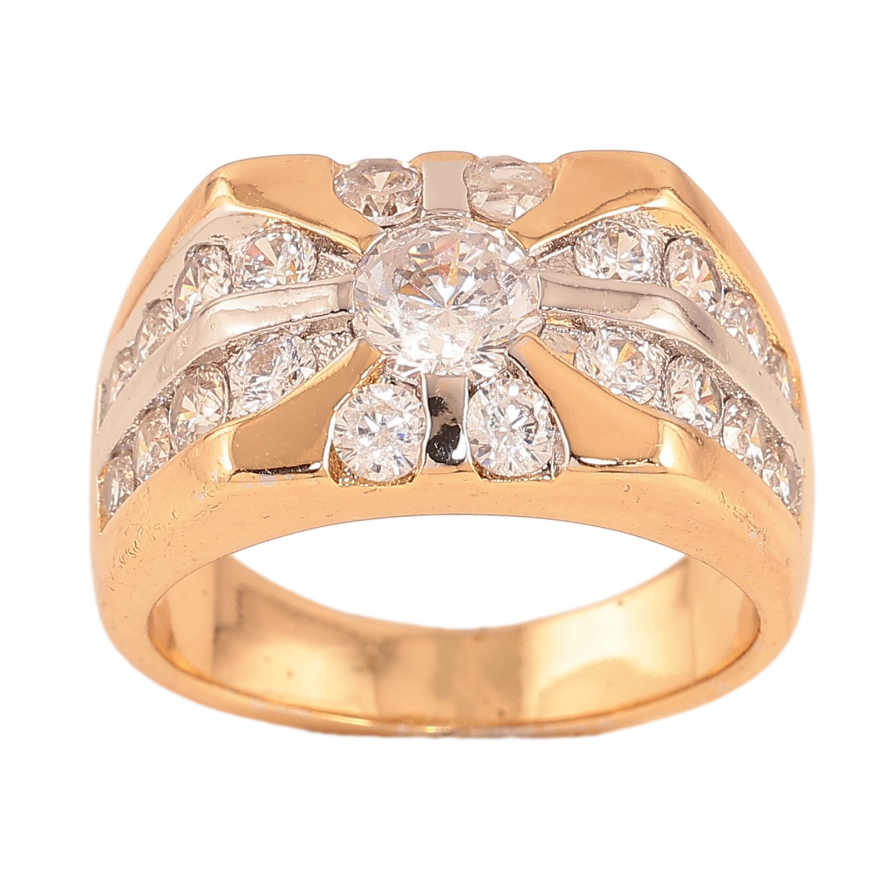 Перстень Xuping колір Позолота 18К+Родій "Візерунок з кристалами" фото №1