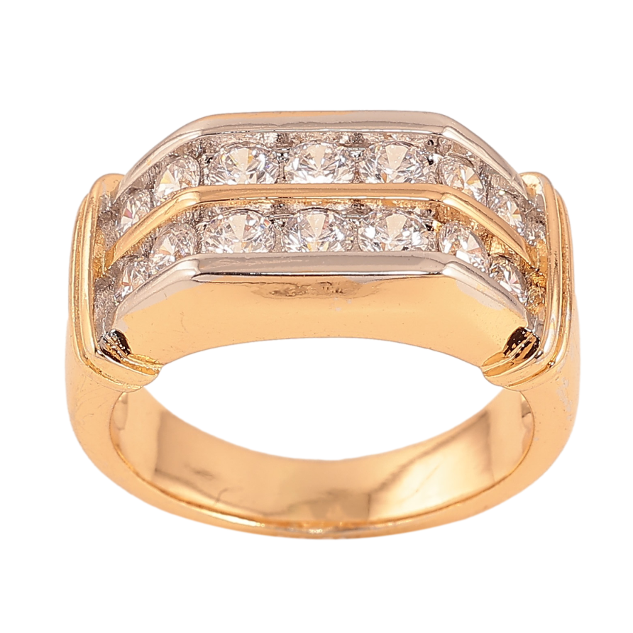 Перстень Xuping цвет Позолота 18К+Родий "Дорожки кристаллов" фото №1