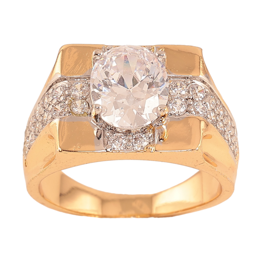 Перстень Xuping колір Позолота 18К+Родій "Візерунок з кристалами" фото №1