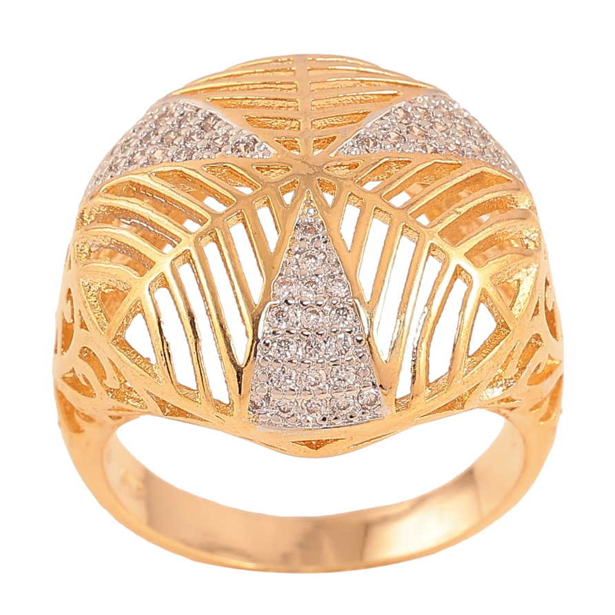 Перстень Xuping колір Позолота 18К+Родій "Купол із візерунком кристалами" фото №1 Перстень Xuping колір Позолота 18К+Родій "Купол із візерунком кристалами" фото №1