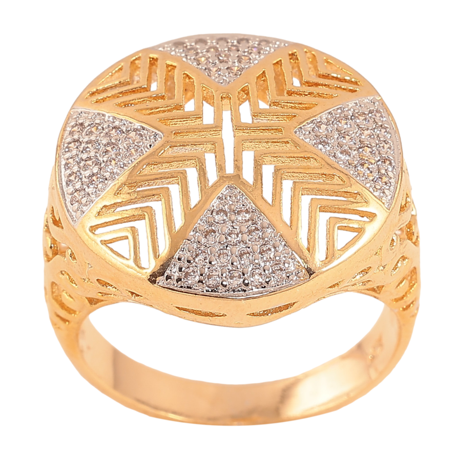 Перстень Xuping цвет Позолота 18К+Родий "Купол с узором кристаллами" фото №1 Перстень Xuping цвет Позолота 18К+Родий "Купол с узором кристаллами" фото №1