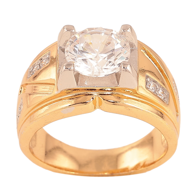 Перстень Xuping колір Позолота 18К+Родій "Візерунок з кристалами" фото №1