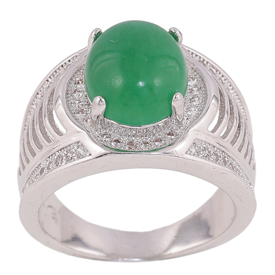 Перстень Xuping цвет родий вставка зеленый камень фото №1 Перстень Xuping цвет родий вставка зеленый камень фото №1