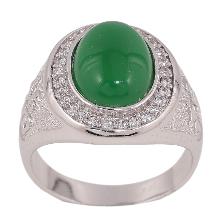 Перстень Xuping колір родій зелений камінь в обрамленні кристалів фото №4