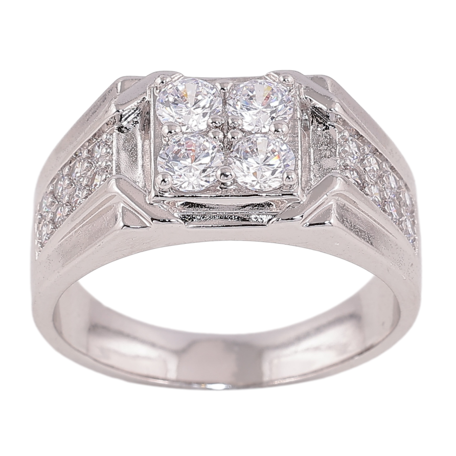 Перстень Xuping цвет родий узор с кристаллами фото №1 Перстень Xuping цвет родий узор с кристаллами фото №1