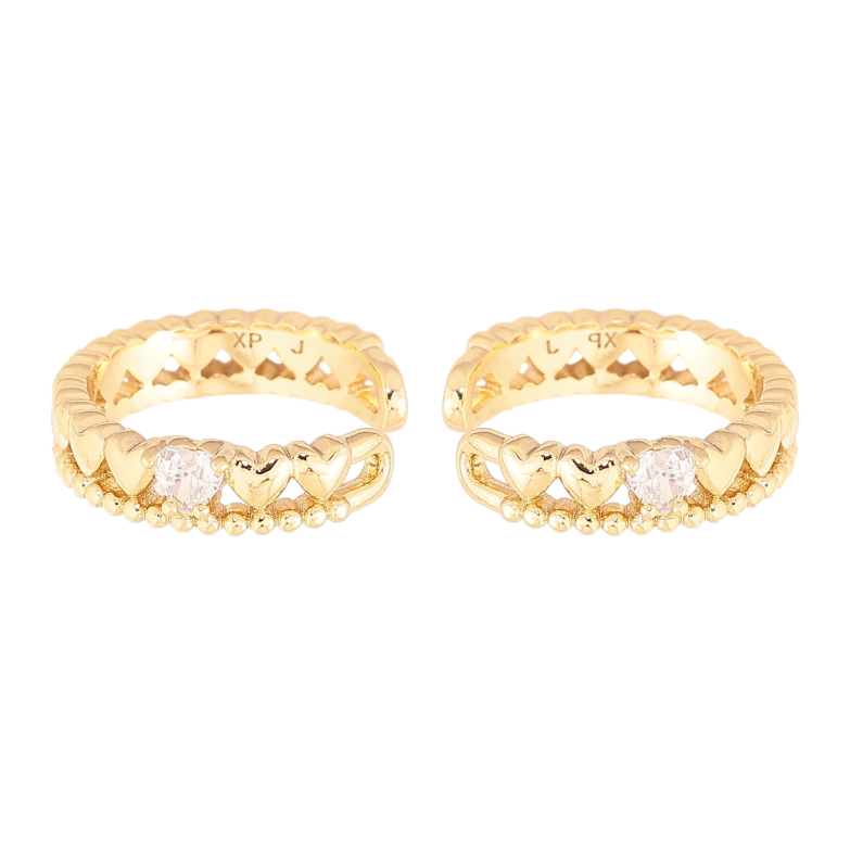 Серьги Xuping цвет Позолота 14K каффы "Узор сердечки с кристаллом" фото №1