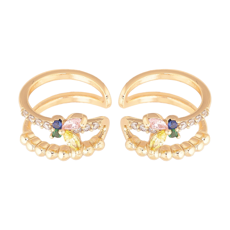 Серьги Xuping  цвет Позолота 14K каффы "Узор с цветными кристаллами" фото №10