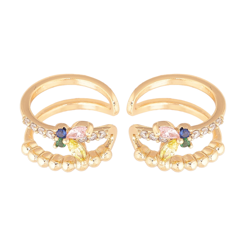 Сережки Xuping колір Позолота 14K кафи "Візерунок з кольоровими кристалами" фото №1 Сережки Xuping колір Позолота 14K кафи "Візерунок з кольоровими кристалами" фото №1