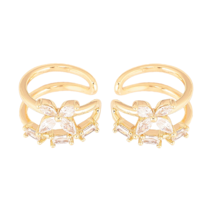 Серьги Xuping цвет Позолота 14K каффы "Узор с кристаллами" фото №6