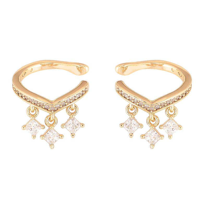 Сережки Xuping колір Позолота 14K кафи "Кристальні підвіски" фото №1