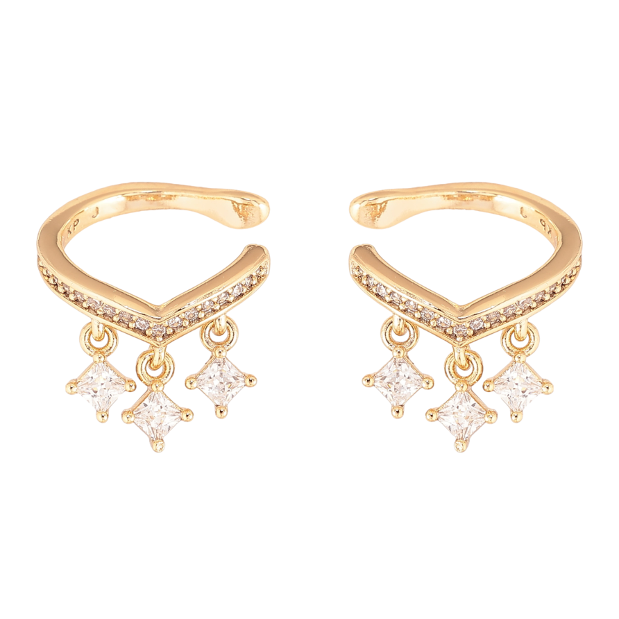 Серьги Xuping цвет Позолота 14K каффы "Кристальные подвески" фото №1