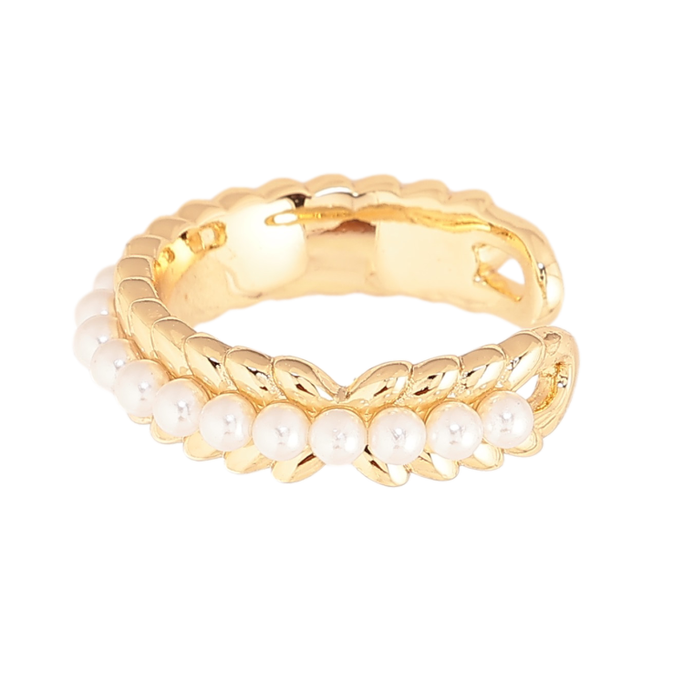 Серьги Xuping цвет Позолота 14K моно-каффа "Дорожка жемчужин" фото №2