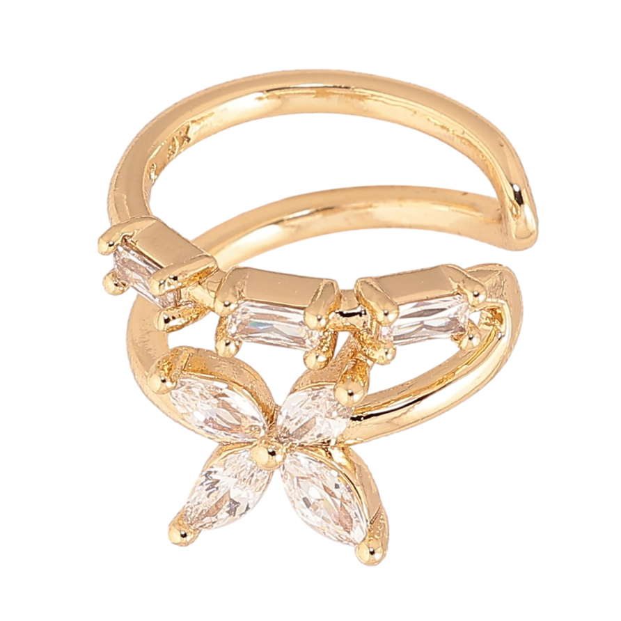 Серьги Xuping цвет Позолота 14K моно-каффа "Узор с кристаллами" На левое ухо фото №1
