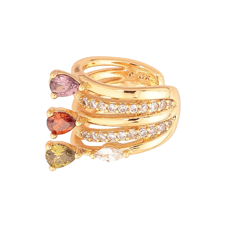 Сережки Xuping колір Позолота 18K моно-кафа "Візерунок з різнокольоровими кристалами" (1 шт) - text_photo_image 17