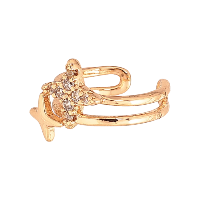 Сережки Xuping колір Позолота 18К моно-каффа "Зірочки" (1шт) фото №9